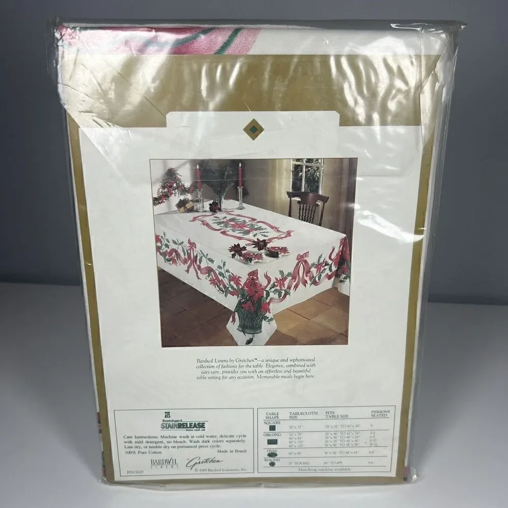 Bardwil Linens Poinsettia Basket Christmas Holiday 70